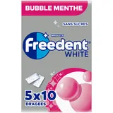 Chewing-gum White Bubble Menthe sans sucres FREEDENT 5x10 dragées
