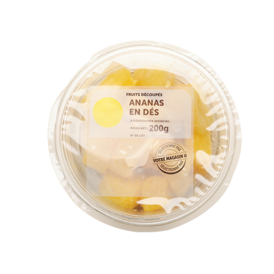 Ananas en dés, barquette 200g