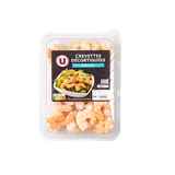Crevettes décortiquées nature, transformées en France, barquette 120g