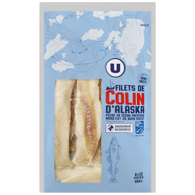 Filet de colin d'Alaska MSC sans peau/sans arête  800g