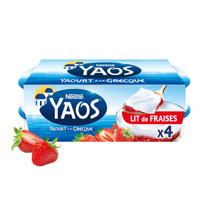 Yaourt à la grecque nature sur lit de fraises YAOS - 4x125g