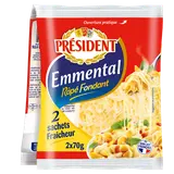 Fromage Emmental râpé fondant PRESIDENT 2x270g - 140g