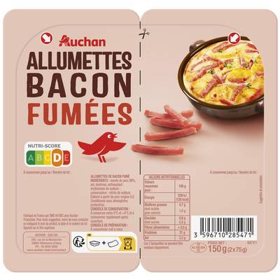 Auchan Allumettes de Bacon Fumées, 2x75g