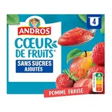 Andros Pomme fraise sans sucres ajoutés, 4x97g