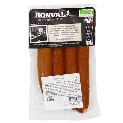 Bonval Saucisses de Francfort Bio, 200g