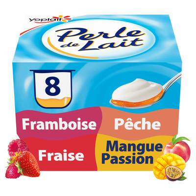 Perle de lait Yaourt sur lit de fruits panachés, 8x125g