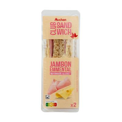 Auchan Sandwich Jambon Emmental Mayonnaise Allégée, 145g