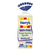 Harrys Pain de Mie Nature, 100% Mie Sans Croûte, Sans Sucres Ajoutés, 20 tranches - 500g