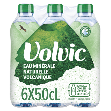 Eau minérale naturelle plate VOLVIC - 6x50cl