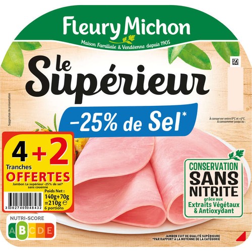 Fleury Michon Jambon Le Supérieur 4 Tranches 210g