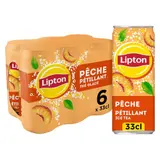 Lipton Ice Tea Thé Glacé Pétillant Saveur Pêche 6x33cl