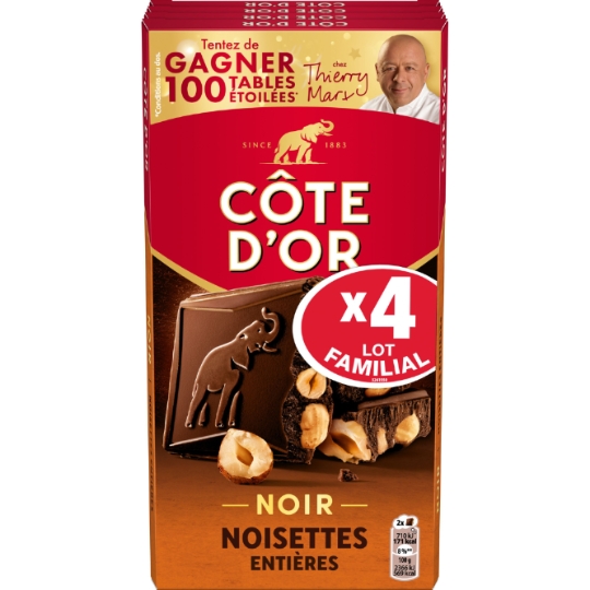 Tablette de Chocolat Noir Noisettes Entières COTE D'OR