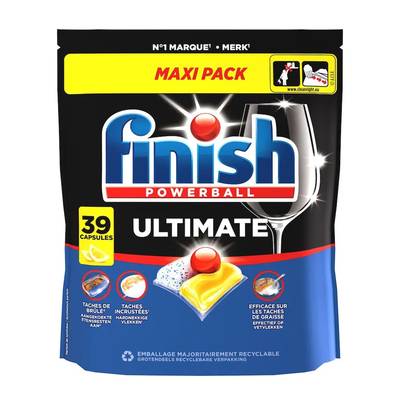 Finish Capsules Lave-Vaisselle Citron Powerball Ultimate Maxi Pack, 39 lavages