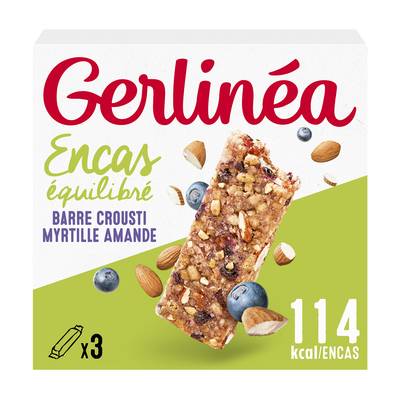 Gerlinéa 3 Barres en-cas céréales Crousti myrtilles amandes, 3x31g