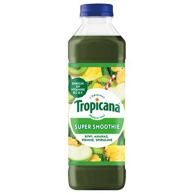 Tropicana Super smoothie kiwi, ananas, pomme, spiruline, 75cl