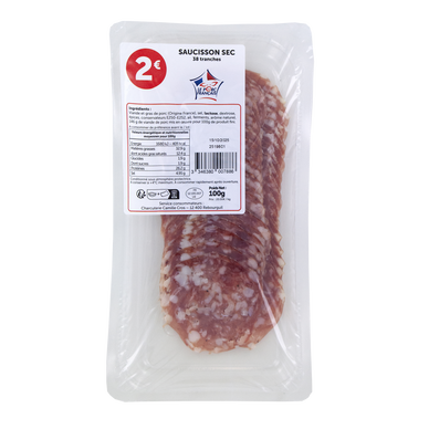 Saucisson sec, 38 tranches, 100g