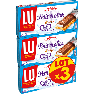 Biscuits tendre coeur au lait PETIT ECOLIER LU - Paquet de 3x120g