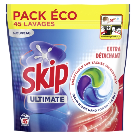 Lessive en Capsules Ultimate Extra Détachant SKIP
