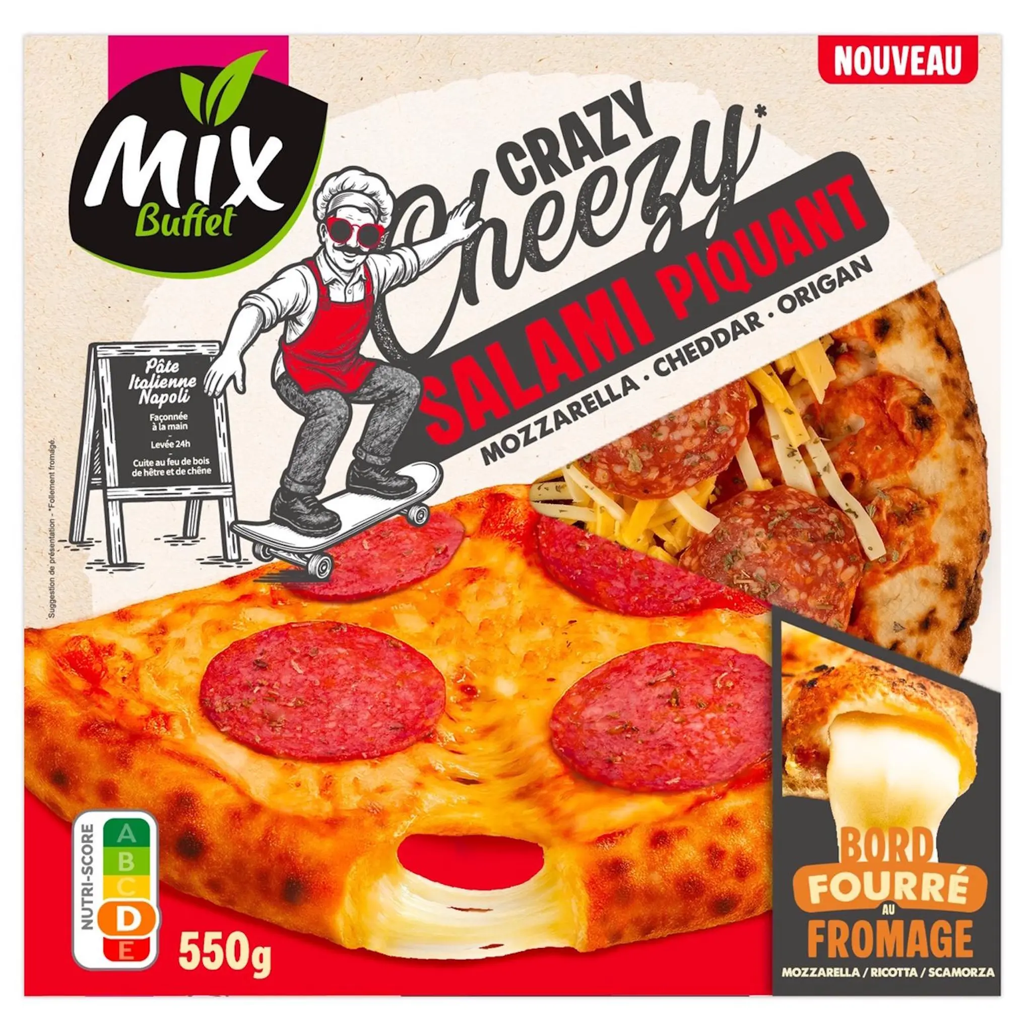 MIX BUFFET Pizza cheezy salami piquant mozzarella cheddar origan