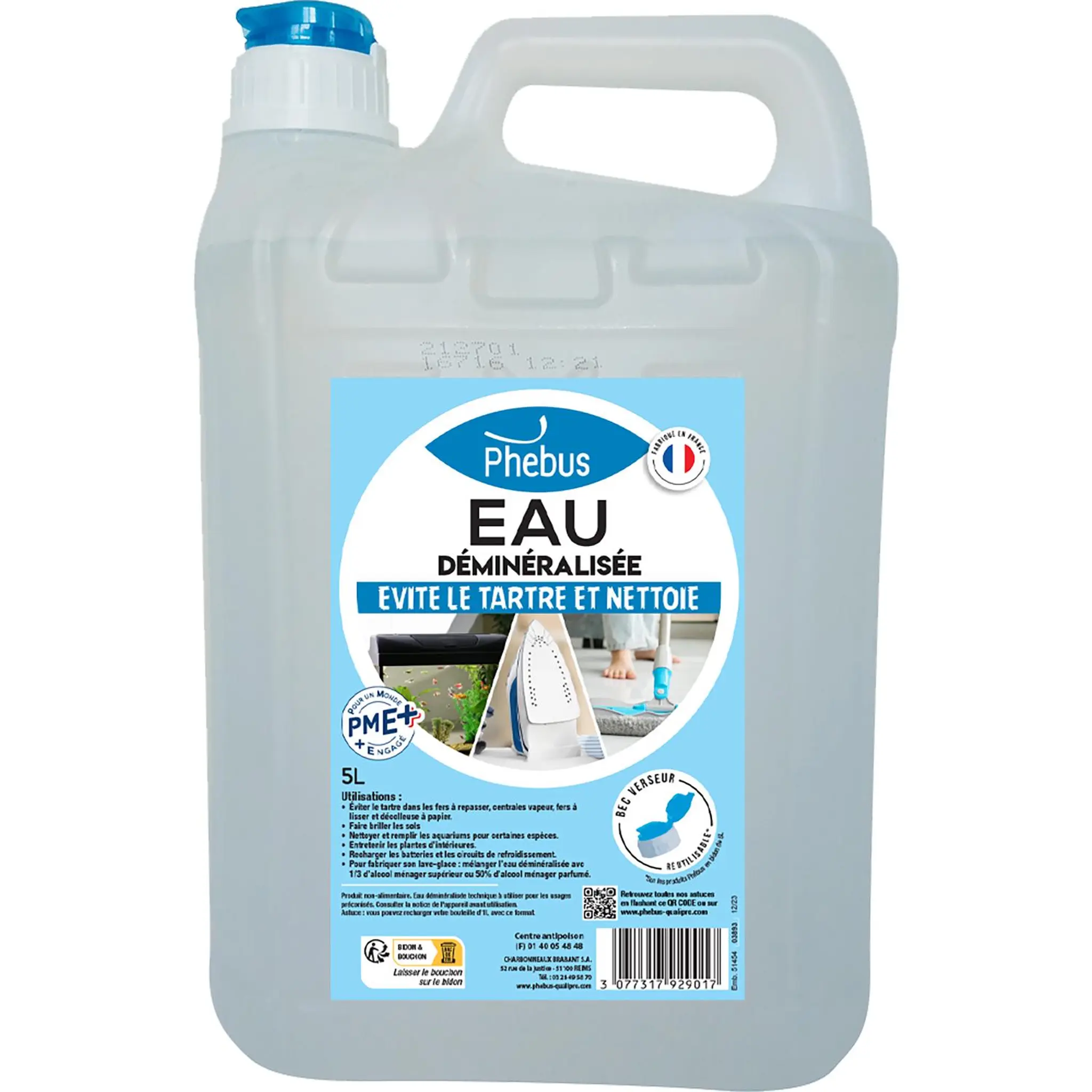 PHEBUS Eau déminéralisée anti-tartre avec bec verseur