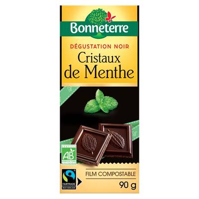 Bonneterre Chocolat Noir Cristaux de Menthe Bio, 90g
