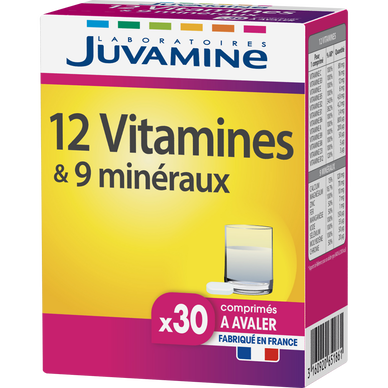 12 vitamines + 9 minéraux JUVAMINE, x30 comprimés à avaler