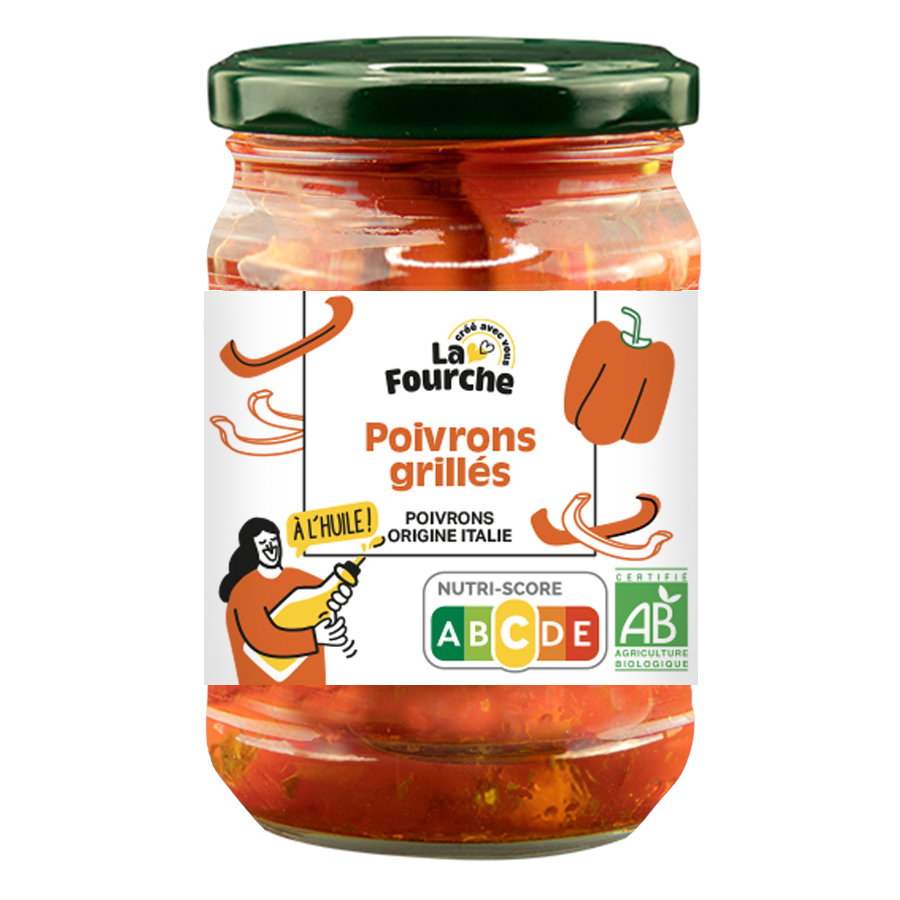 Poivrons en lanières grillés à l'huile bio