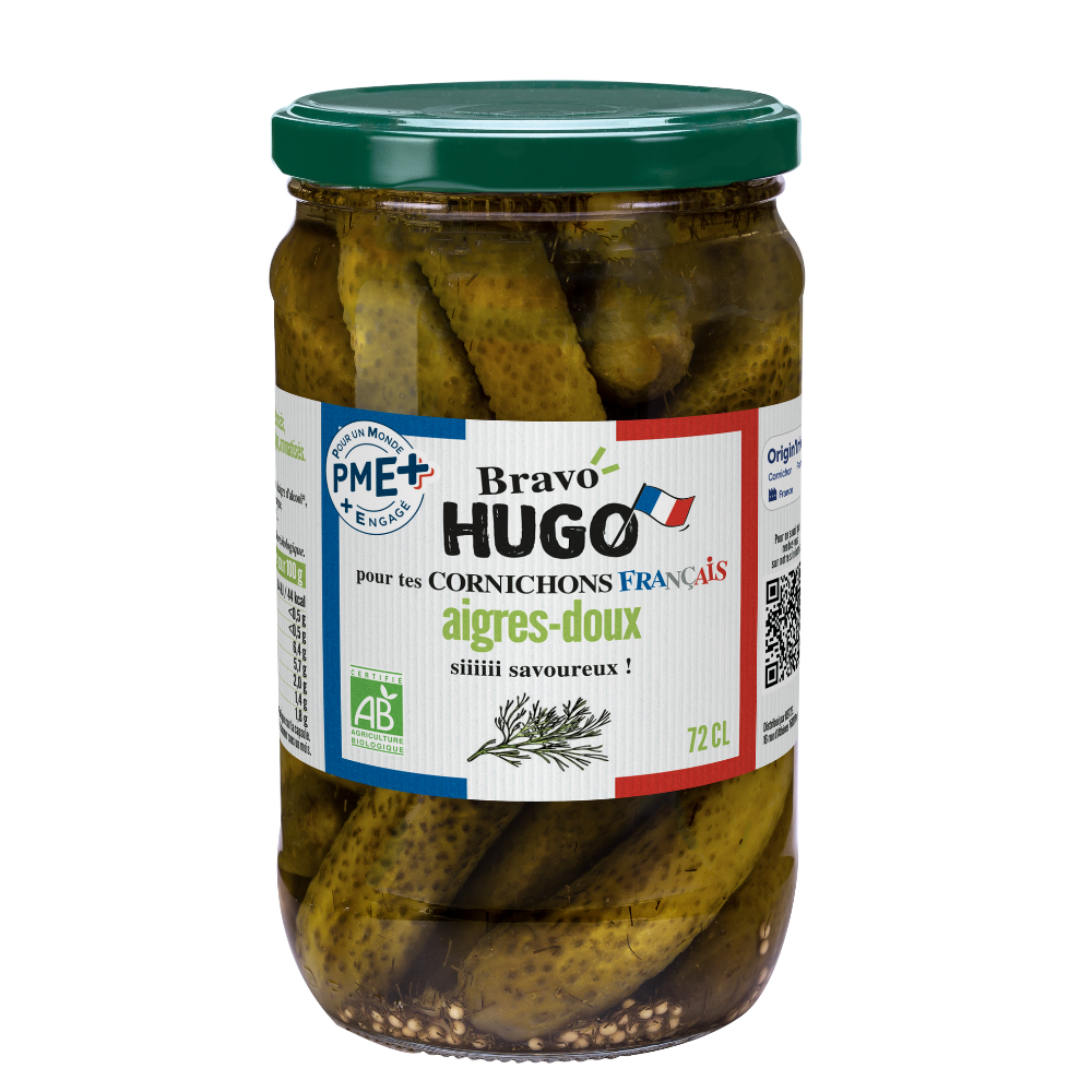Cornichons français aigre doux à l'aneth bio