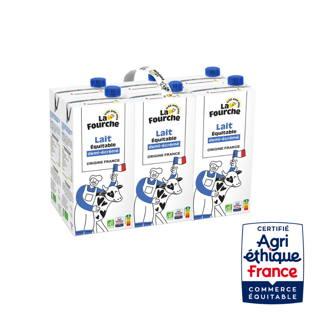 Lait demi-ecrémé bio et équitable - 6x1l