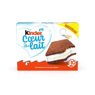 Kinder Coeur au lait Génoise au chocolat fourrées au lait, 10x28g