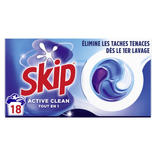 Lessive en Capsules Active Clean Tout en 2 SKIP