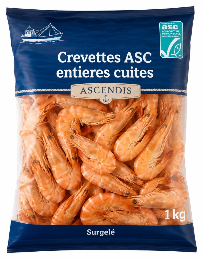 Crevettes ASC entières cuites