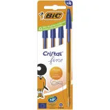 BIC Stylo bille cristal pointe fine x4 - Bleu