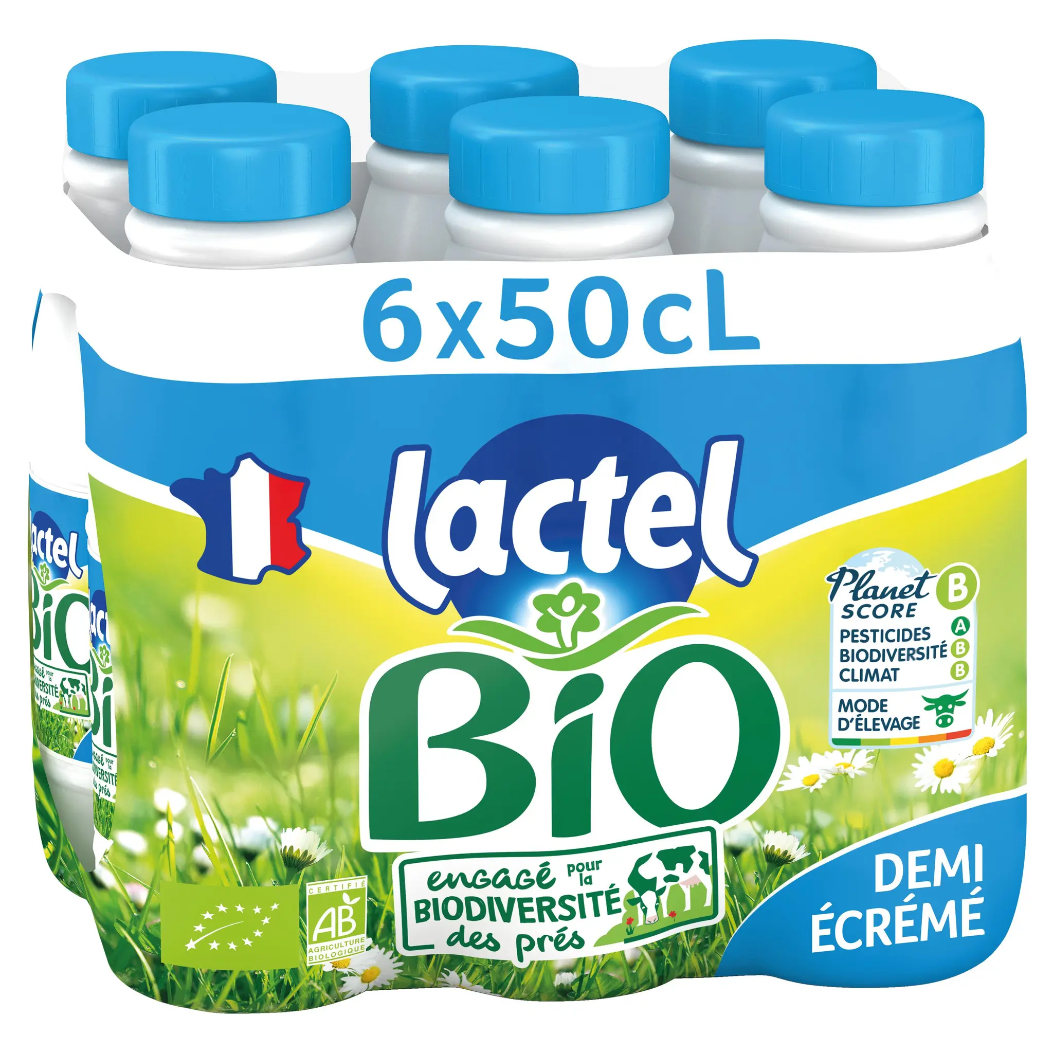 LACTEL Lait demi-écrémé bio UHT