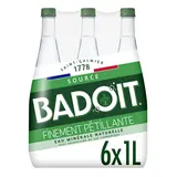 Eau gazeuse minérale naturelle finement pétillante BADOIT VERTE - 6x1l