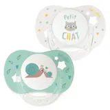 Sucettes Anatomiques Silicone 6-18 Mois Petit Chat Petit Escargot LUC ET LEA