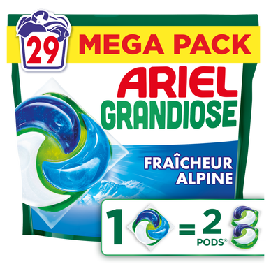 Lessive ARIEL Pods Grandiose Fraîcheur Alpine 29 doses