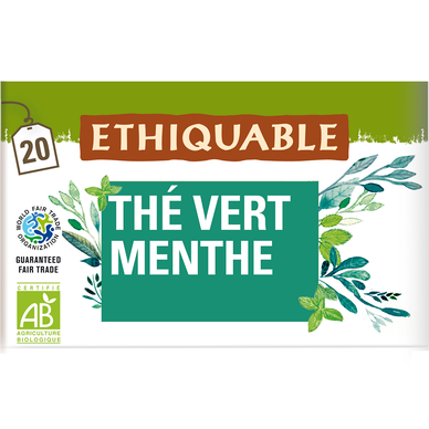 ETHIQUABLE - Thé vert menthe Vietnam BIO - la boîte de 20 sachets - 36g