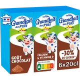 Boisson lactée Chocolat enfant CANDIA GRANDLAIT DES P'TITS - Brique 6x20cl