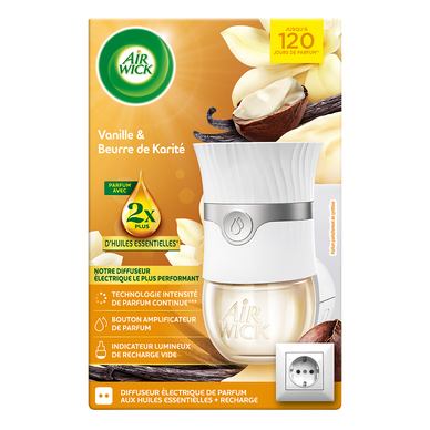 Diffuseur de parfum électrique AIRWICK Fleur de Vanille et Beurre de karité 19mL