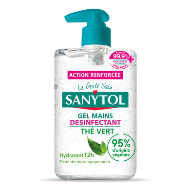 Gel désinfectant mains SANYTOL Thé vert action renforcée 250mL