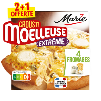 Pizza croustillant moelleuse extrême 4 fromages MARIE, 2 x 510g +1 OFFERTE