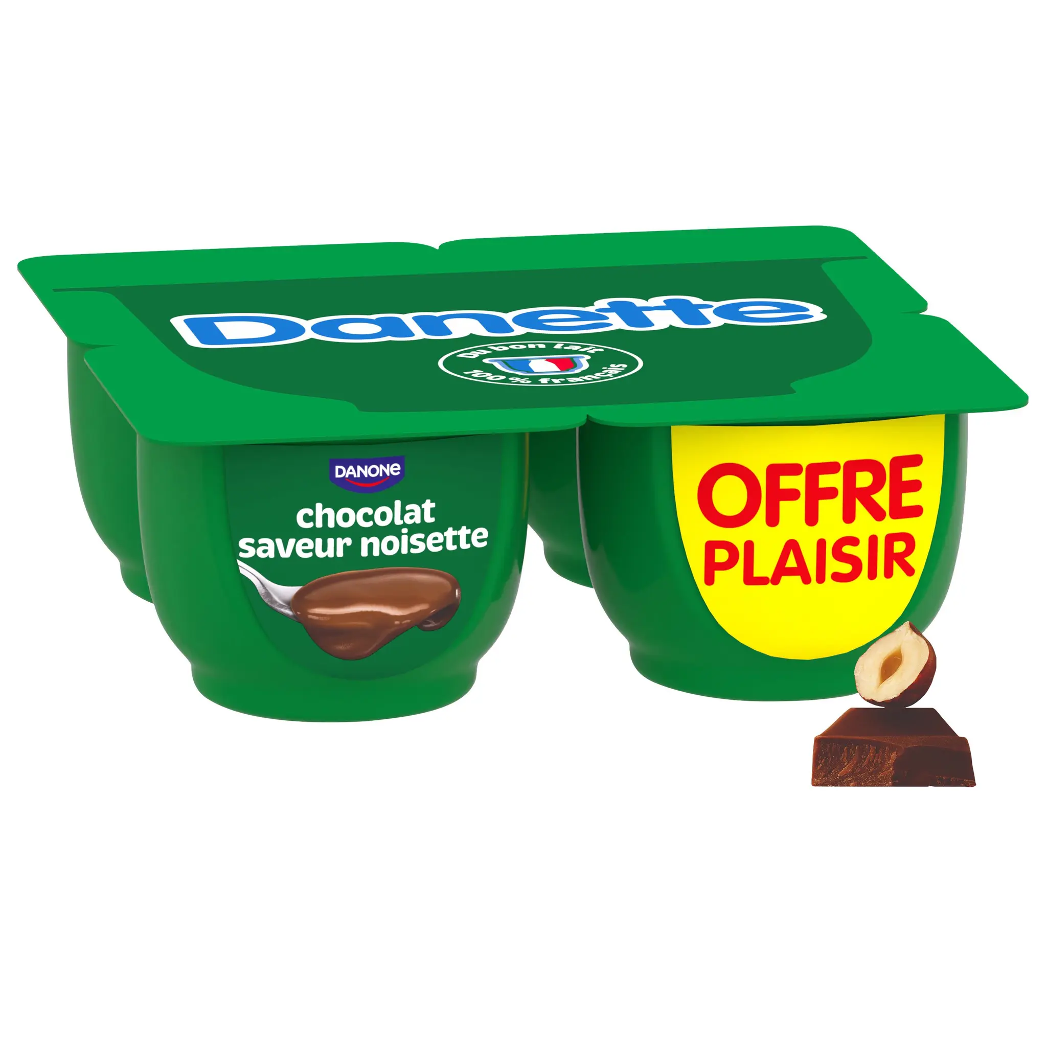 DANETTE Crème dessert chocolat saveur noisette