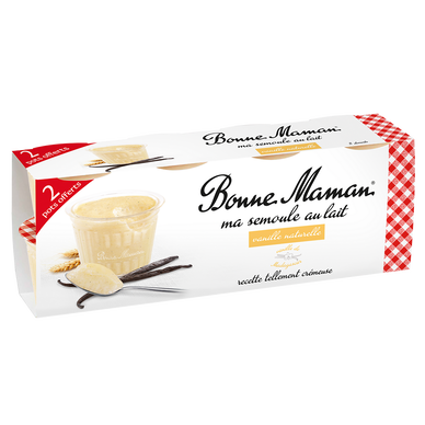 Semoule au lait à la vanille naturelle BONNE MAMAN, 8x100g dont 2 offerts