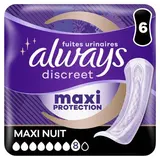 Always Discreet Serviettes Fuite Urinaire Ultimate Nuit Extra Sûre Discreet, 6 serviettes