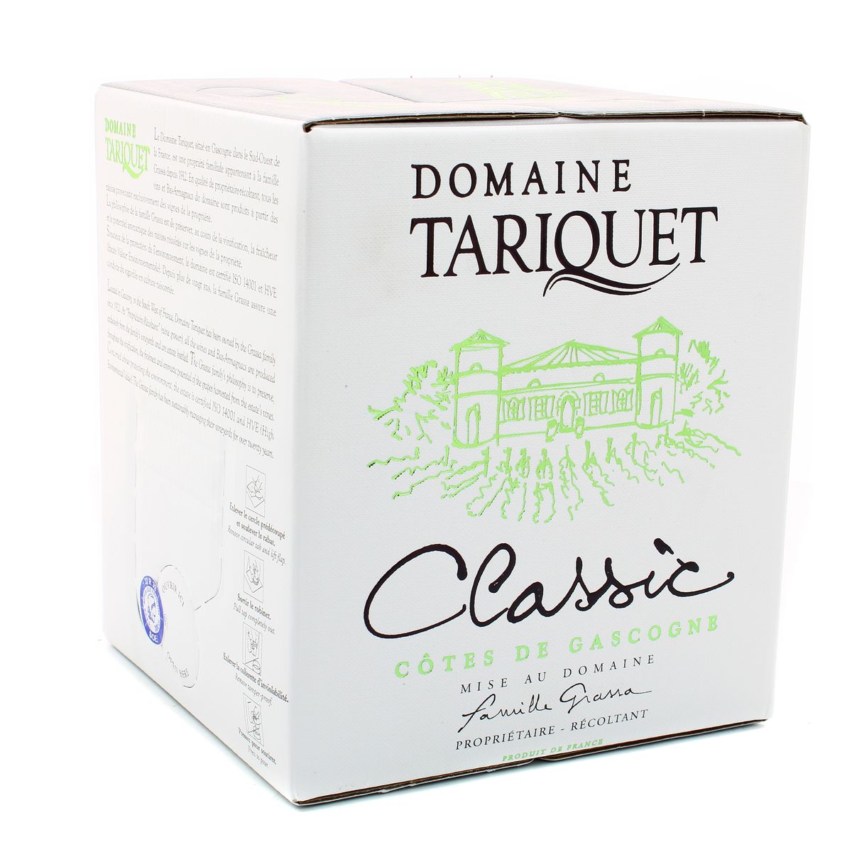 Côtes de Gascogne blanc IGP Domaine Tariquet classic 10.5°, Bag in box 3L