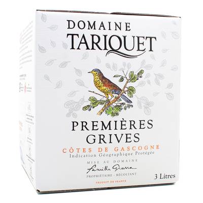 Côtes de Gascogne blanc IGP Domaine TARIQUET cuvée Premières Grives 11°, Bag in box 3L