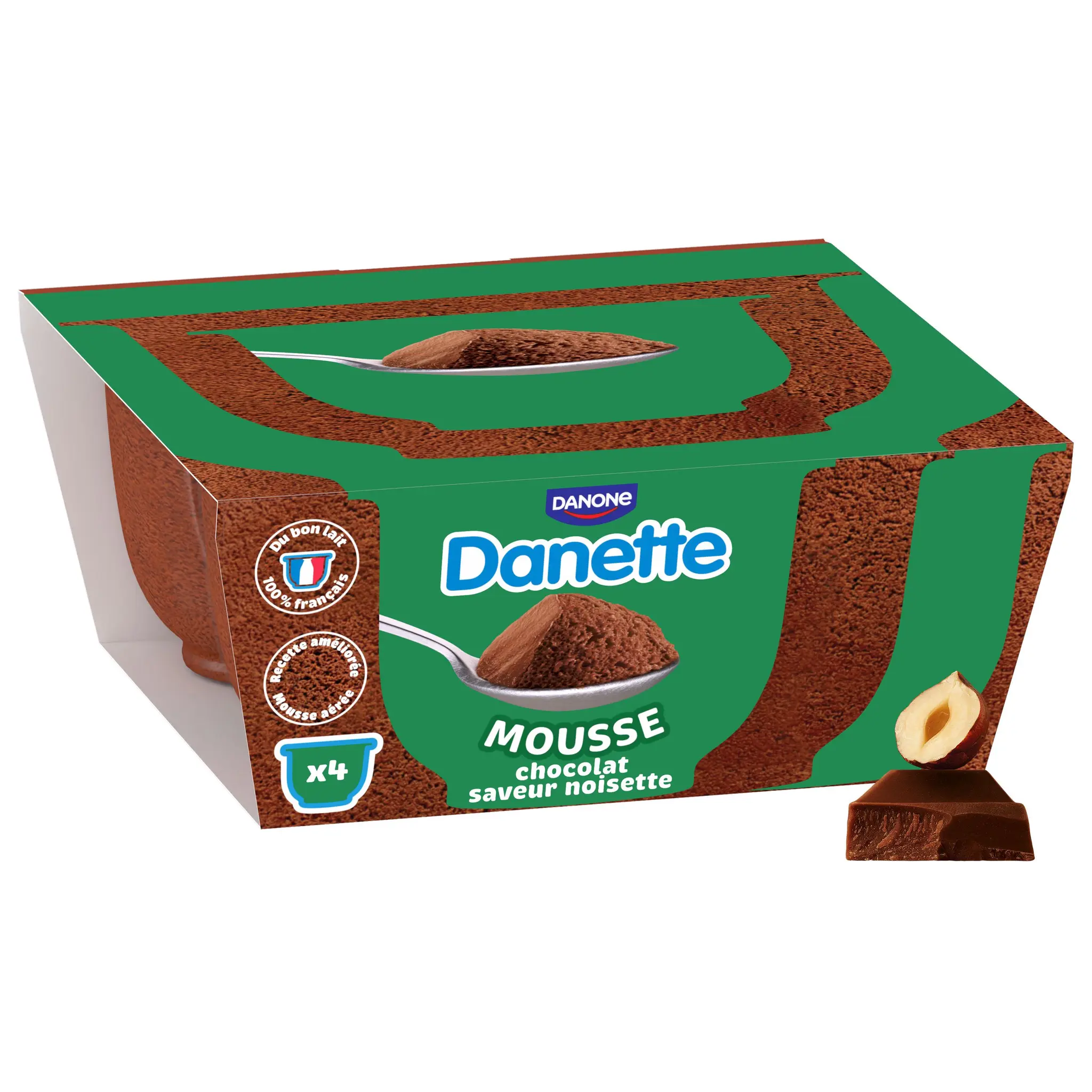 DANETTE Mousse au chocolat saveur noisette