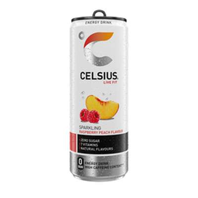 Boisson énergisante pétillante pêche et framboise, Celsius (35,5 cl)