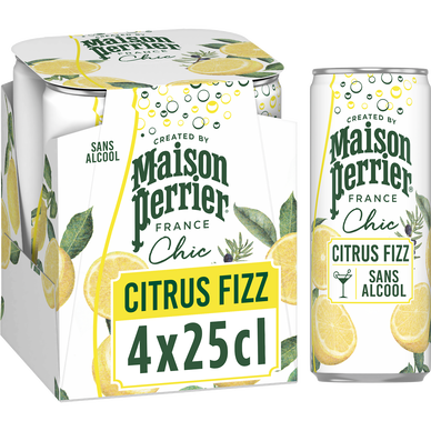 Boisson Gazeuse aromatisée Citrus Fizz MAISON PERRIER CHIC 4x25cl